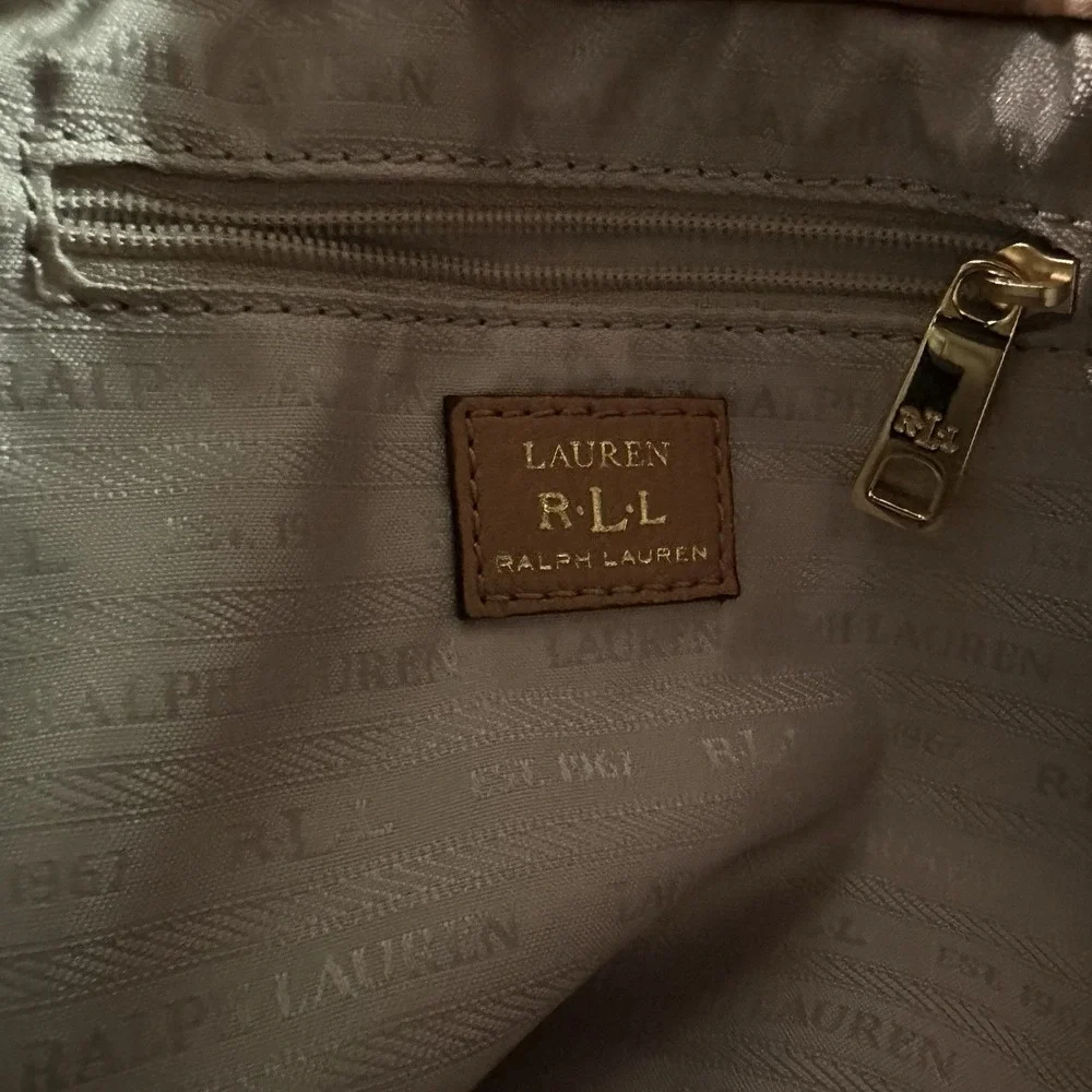 Lauren Ralph Lauren Medium Denim leather crosstitch bag Designer‎ soldout
